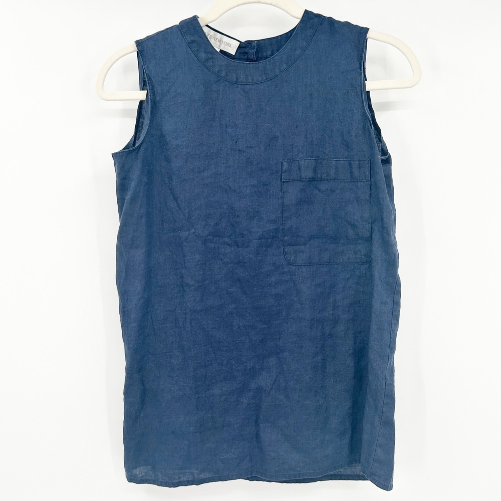 Jones New York Womens 100% Linen Lagenlook Beachy Sleeveless Top Size 4 Blue